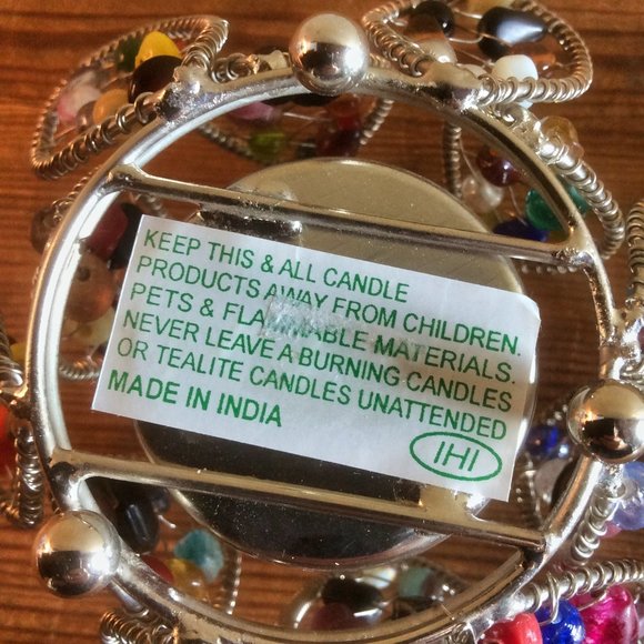 Lotus Flower Beaded Tea Light Candle Holder, Handmade in India, Indian Home Deco - Picture 5 of 5